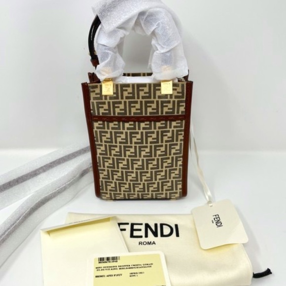Brand New Fendi Mini Sunshine Suede Tote - Picture 1 of 5